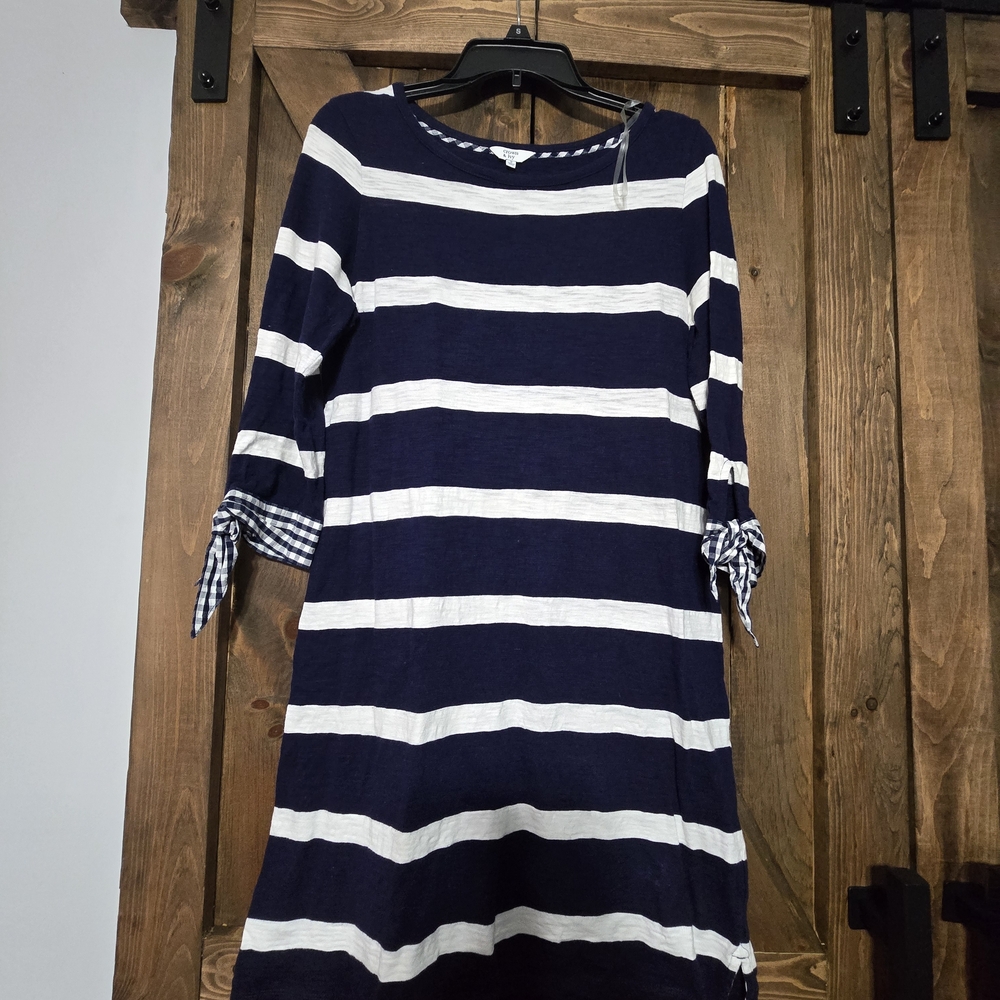 crown & ivy Navy and White Striped Top